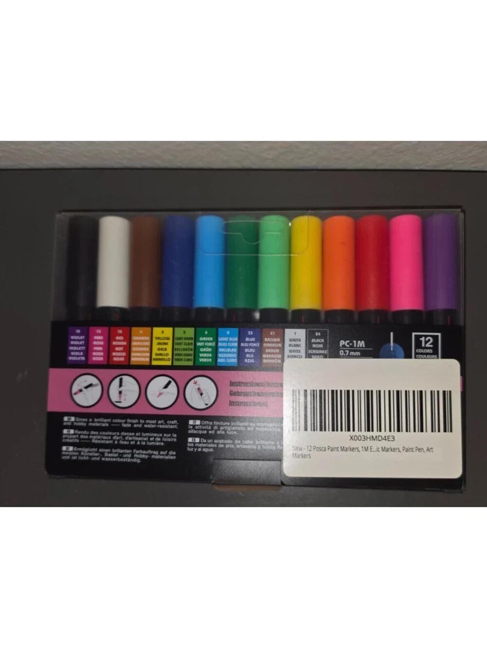 UNI POSCA PC-1M EXTRA FINE TIP WATER BASED PAINT MARKER SET 12 ASSORTED COLORS